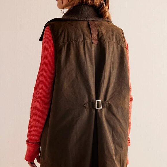 NWT We The Free Benny Waxed Vest Olive Flannel Sz S - Picture 2 of 11